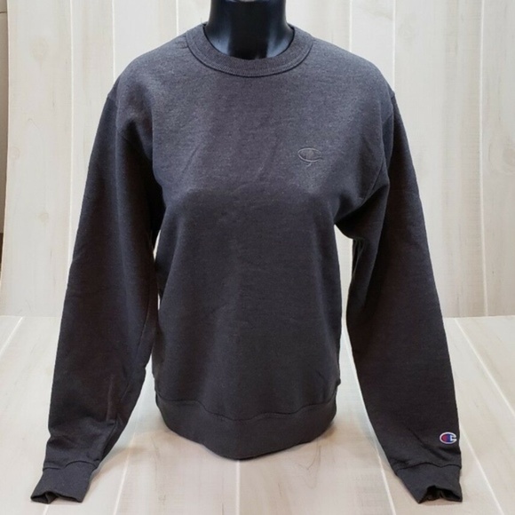 Champion Sweatshirt Women's Small Oversized Charcoal Gray Crew Neck Pullover - Picture 1 of 7